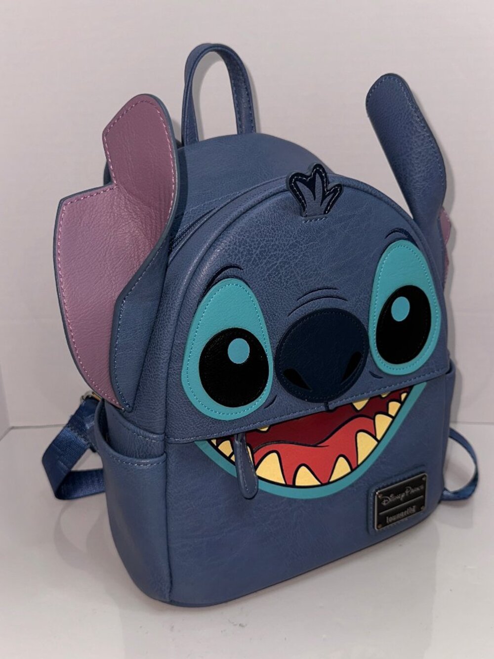 Disney Parks Lilo And Stitch Loungefly Stitch Face Blue Backpack Bag EUC